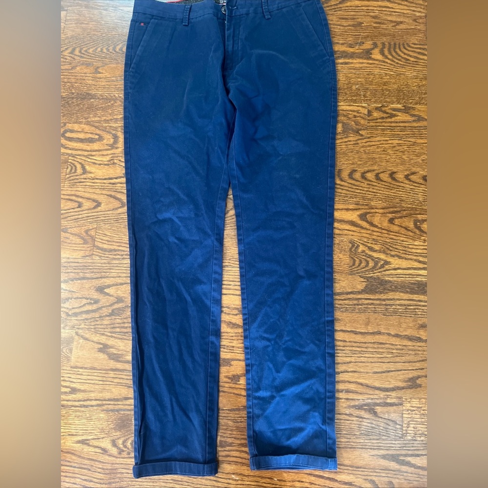 TR Premium Men's Tailored Recreation Pants 34x32 Navy Blue 100% Cotton Slacks
